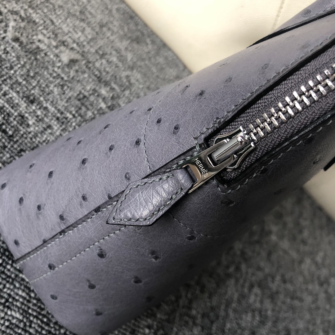 에르메스 볼리드27 마노블루 은장 타조가죽